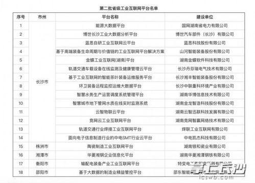 湖南公布第二批共18個省級工業互聯網平臺 長沙14家